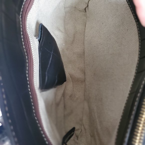 RARE FIND * VINTAGE DOONEY & BOURKE Black Croc Leather Handbag Timeless LIKE NEW - Picture 11 of 14